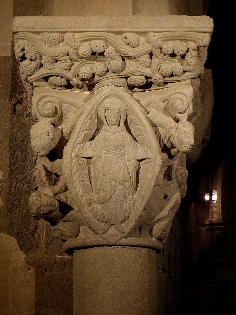 The image of the Assumption in the stained glass window of Siena ...